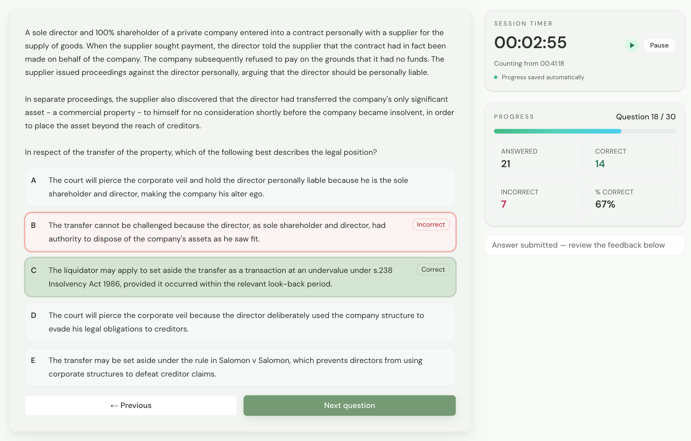 Practice mode preview