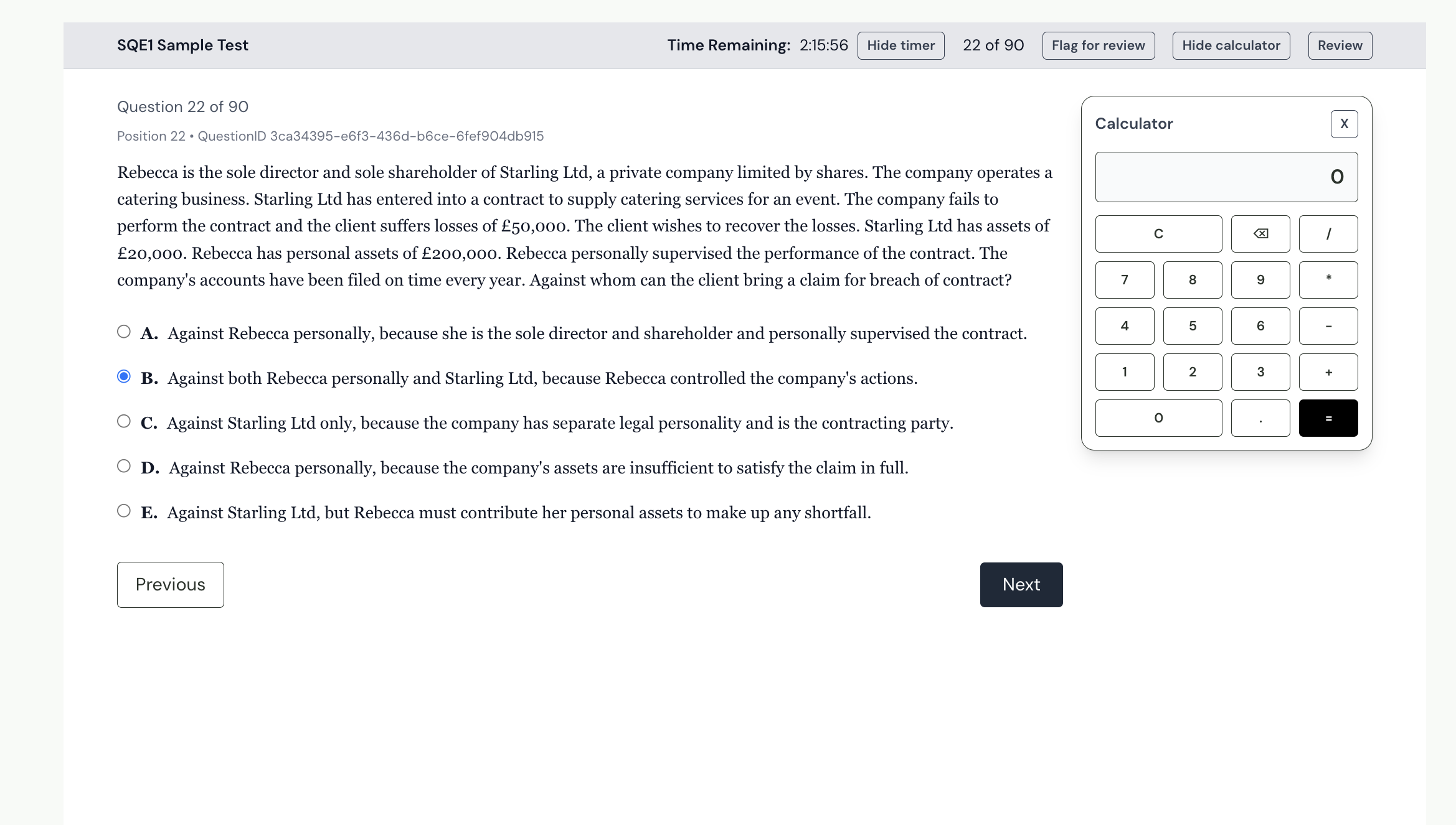Exam simulator preview